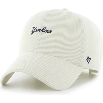 Šiltovka zaoblená béžová nastaviteľný Clean Up Mini Script Cord New York Yankees MLB 47 Brand