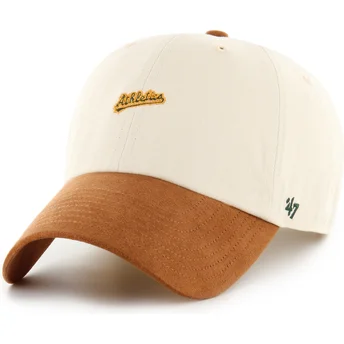 Cap zaoblená beige adjustable strap marrón Clean Up Mini Script Suede Visor Oakland Athletics MLB 47 Brand