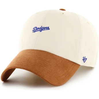 Cap zaoblená beige adjustable strap marrón Clean Up Mini Script Suede Visor Los Angeles Dodgers MLB 47 Brand