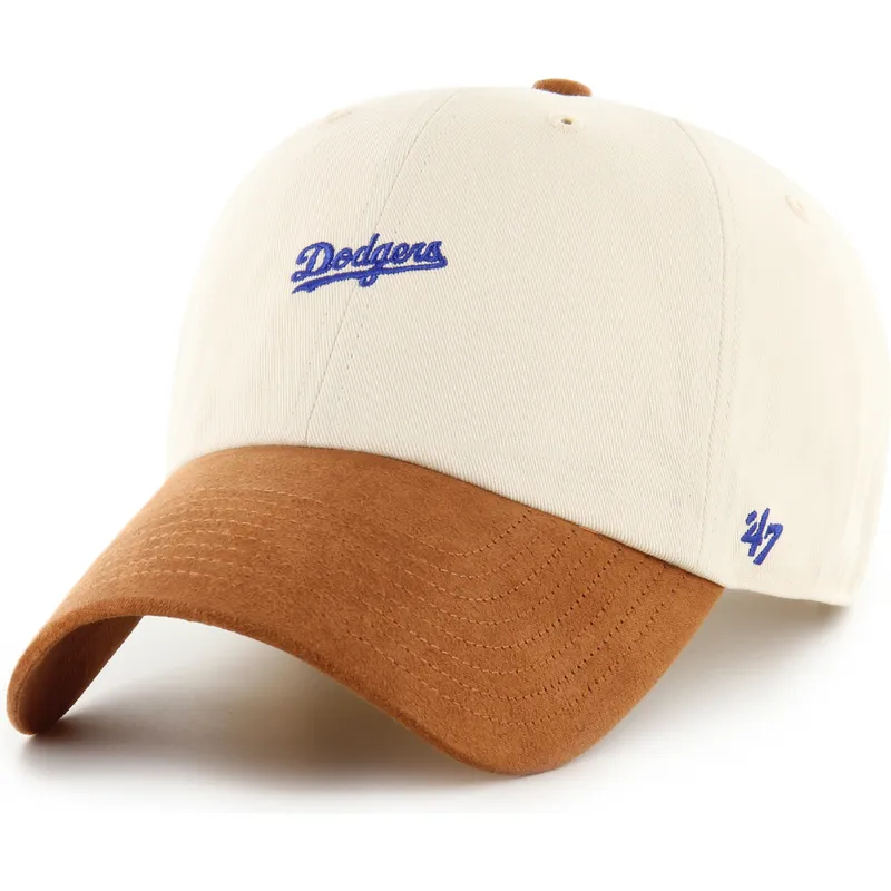 cap-zaoblena-beige-adjustable-strap-marron-clean-up-mini-script-suede-visor-los-angeles-dodgers-mlb-47-brand cap-zaoblena-beige-adjustable-strap-marron-clean-up-mini-script-suede-visor-los-angeles-dodgers-mlb-47-brand