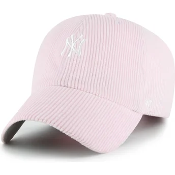47 Brand Curved Brim Clean Up Cord Base Runner New York Yankees MLB Pink Adjustable Cap