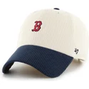 beige-und-marineblaue-gebogene-verstellbare-kappe-clean-up-cord-base-runner-two-tone-der-boston-red-sox-mlb-von-47-brand