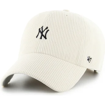 Gorra curva beige ajustable Clean Up Cord Base Runner de New York Yankees MLB de 47 Brand