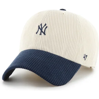 Šiltovka zaoblená béžová nastaviteľný Clean Up Cord Base Runner Two Tone New York Yankees MLB 47 Brand