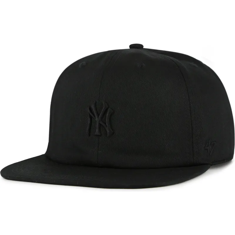 schwarze-flache-snapback-kappe-mit-schwarzem-logo-captain-rl-contemporary-von-new-york-yankees-mlb-von-47-brand