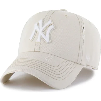 Gorra curva beige ajustable Clean Up Weathered Mojave de New York Yankees MLB de 47 Brand