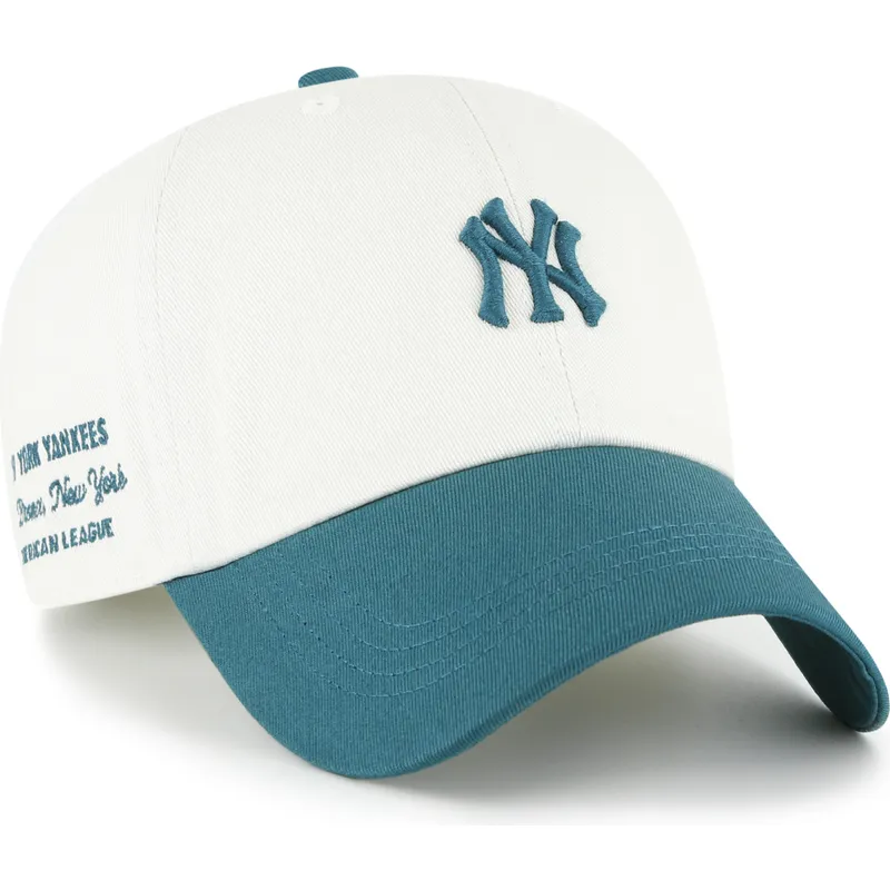 beige-und-grune-verstellbare-gebogene-kappe-clean-up-contemporary-two-tone-der-new-york-yankees-mlb-von-47-brand
