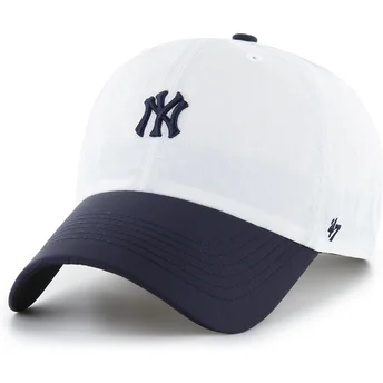 Weiße und marineblaue verstellbare Curved Cap Clean Up Vista Mini Two Tone der New York Yankees MLB von 47 Brand