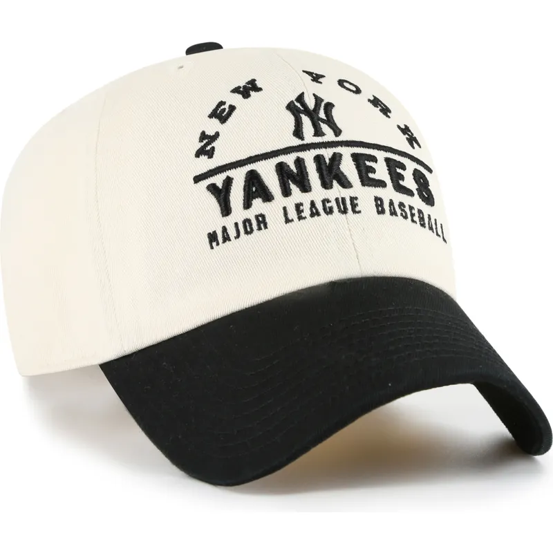 47-brand-curved-brim-clean-up-windham-new-york-yankees-mlb-beige-and-black-adjustable-cap