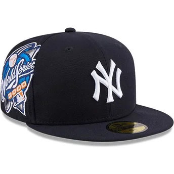 Marineblaue, anliegende 59FIFTY Hidden Hit Flat Cap der New York Yankees MLB von New Era