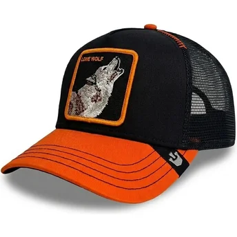 Gorra trucker negra y naranja lobo Solo Wolf Fab Farm de Goorin Bros.