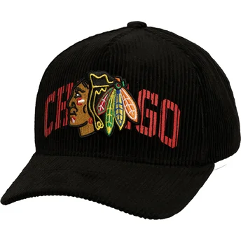 Schwarze gebogene Snapback-Kappe Arch Stamp Pro der Chicago Blackhawks NHL von Mitchell & Ness