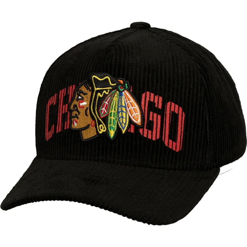 mitchell-ness-curved-brim-arch-stamp-pro-chicago-blackhawks-nhl-black-snapback-cap