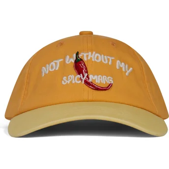 Pica Pica Curved Brim Not Without My Spicy Marg Orange and Yellow Adjustable Cap