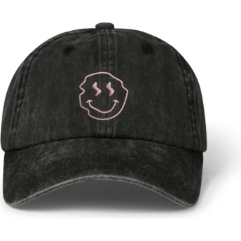 Pica Pica Curved Brim Smiley Washed Black Adjustable Cap