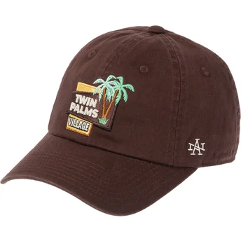 American Needle Curved Brim Twin Palms Village Ballpark Brown Adjustable Cap