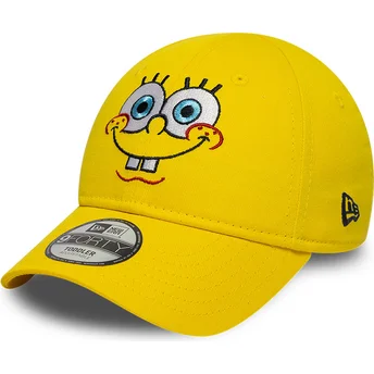 Gelbe gebogene verstellbare Kinderkappe 9FORTY Face von SpongeBob von New Era