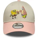gorra-curva-beige-y-rosa-snapback-para-nino-9forty-de-bob-esponja-y-patricio-estrella-de-new-era