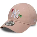 gebogene-rosa-verstellbare-kappe-fur-kinder-9forty-summer-icon-von-new-york-yankees-mlb-von-new-era