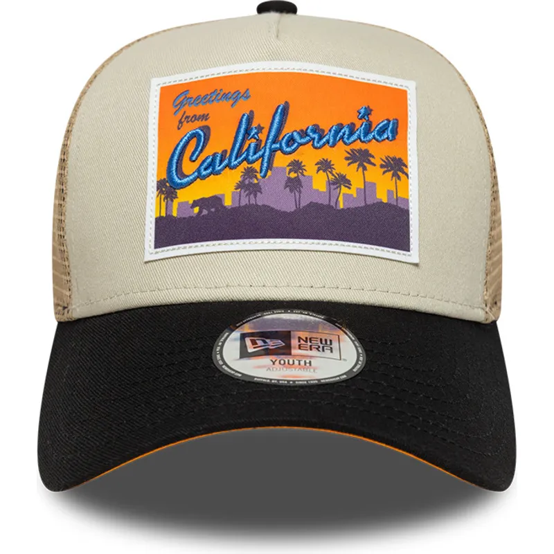 gorra-trucker-beige-para-nino-a-frame-location-patch-california-de-new-era