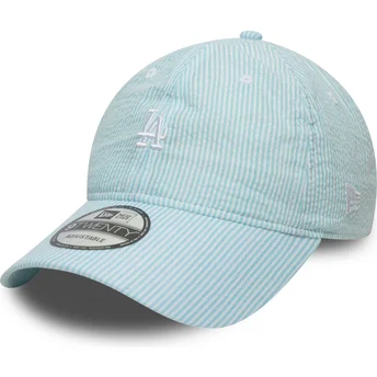 Cap zaoblená blue adjustable strap 9TWENTY Seersucker Los Angeles Dodgers MLB New Era