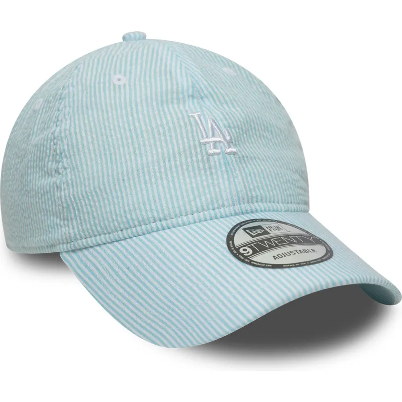 blaue-verstellbare-curved-cap-9twenty-seersucker-der-los-angeles-dodgers-mlb-von-new-era