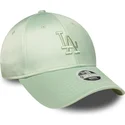 grune-gebogene-verstellbare-damenkappe-9forty-bow-back-satin-der-los-angeles-dodgers-mlb-von-new-era