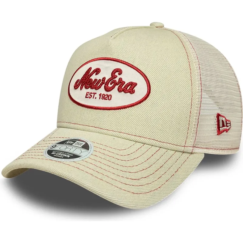 gorra-trucker-beige-para-mujer-9forty-m-crown-a-frame-de-new-era