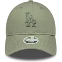 grune-verstellbare-curved-cap-mit-grunem-logo-fur-damen-9twenty-midi-linen-der-los-angeles-dodgers-mlb-von-new-era