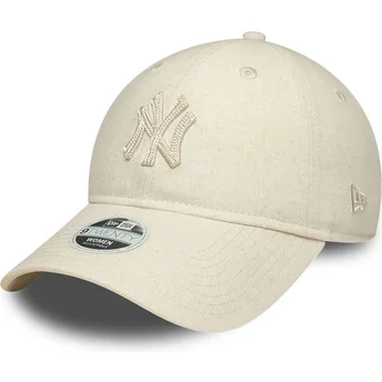 Šiltovka zaoblená béžová nastaviteľný 9TWENTY Midi Linen New York Yankees MLB New Era