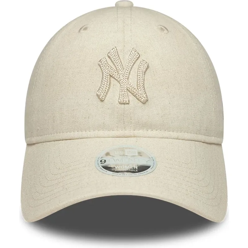 gorra-curva-beige-ajustable-con-logo-beige-para-mujer-9twenty-midi-linen-de-new-york-yankees-mlb-de-new-era