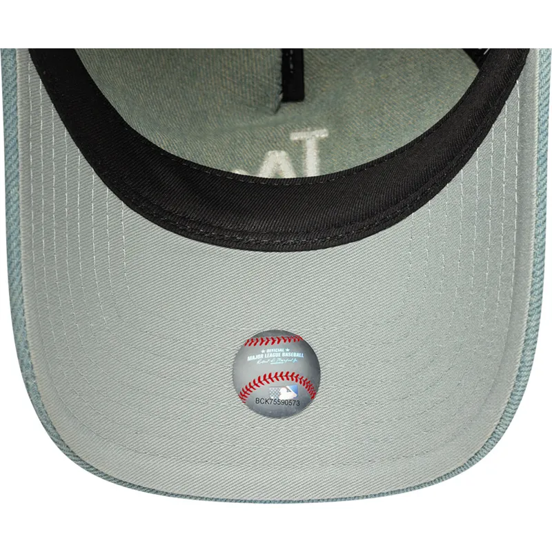 blaue-gebogene-verstellbare-damenkappe-9twenty-a-frame-denim-der-los-angeles-dodgers-mlb-von-new-era