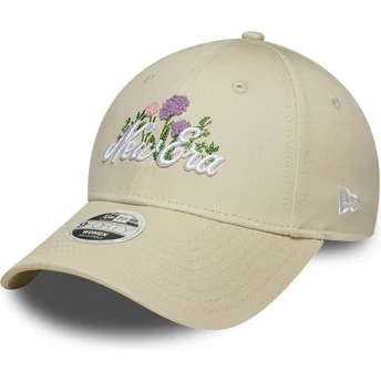 Beige verstellbare Curved Cap für Damen 9FORTY Beaded von New Era