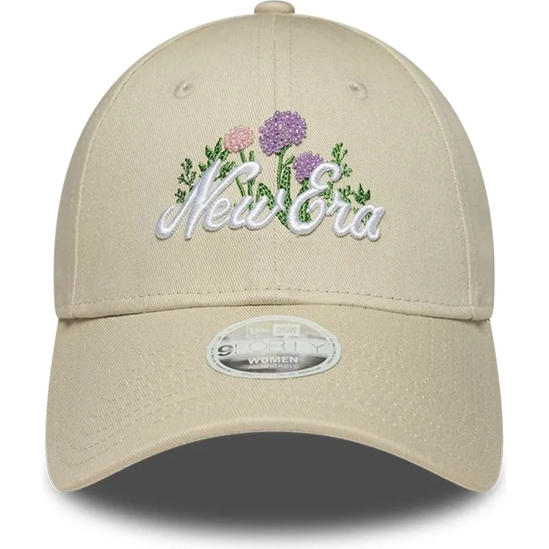 beige-verstellbare-curved-cap-fur-damen-9forty-beaded-von-new-era