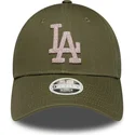 grune-gebogene-verstellbare-damen-cap-9forty-metallic-der-los-angeles-dodgers-mlb-von-new-era