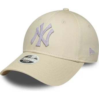 Šiltovka zaoblená béžová nastaviteľný 9FORTY Metallic New York Yankees MLB New Era