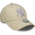 new-era-curved-brim-women-9forty-metallic-new-york-yankees-mlb-beige-adjustable-cap
