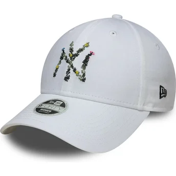 Weiße verstellbare Curved Cap für Damen 9FORTY Floral Infill der New York Yankees MLB von New Era
