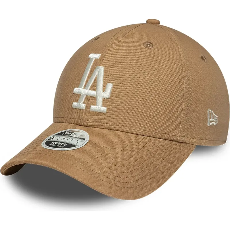 siltovka-zaoblena-hneda-nastavitelny-9forty-linen-los-angeles-dodgers-mlb-new-era
