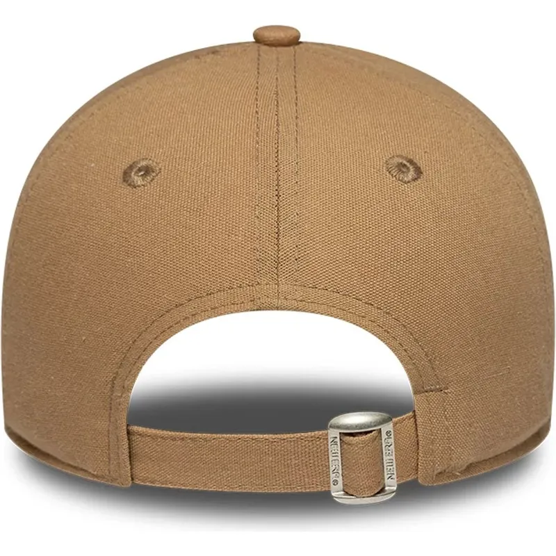 braune-gebogene-verstellbare-damenkappe-9forty-linen-der-los-angeles-dodgers-mlb-von-new-era