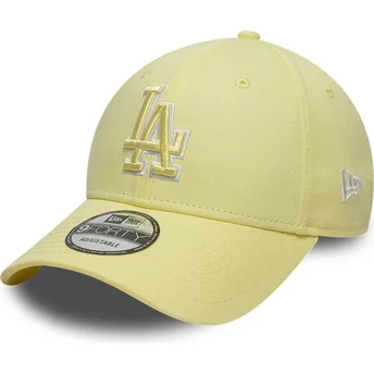 Gorra curva amarilla ajustable con logo amarillo 9FORTY Team Outline de Los Angeles Dodgers MLB de New Era