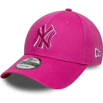 Gorra curva rosa ajustable con logo rosa 9FORTY Team Outline de New York Yankees MLB de New Era