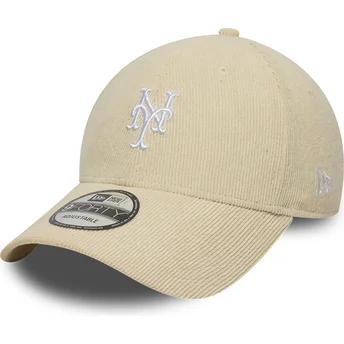 Šiltovky zaoblená béžová nastaviteľný pásik 9FORTY Soft Cord New York Mets MLB New Era