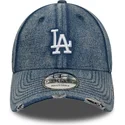 blaue-verstellbare-curved-visor-cap-9forty-acid-wash-denim-der-los-angeles-dodgers-mlb-von-new-era