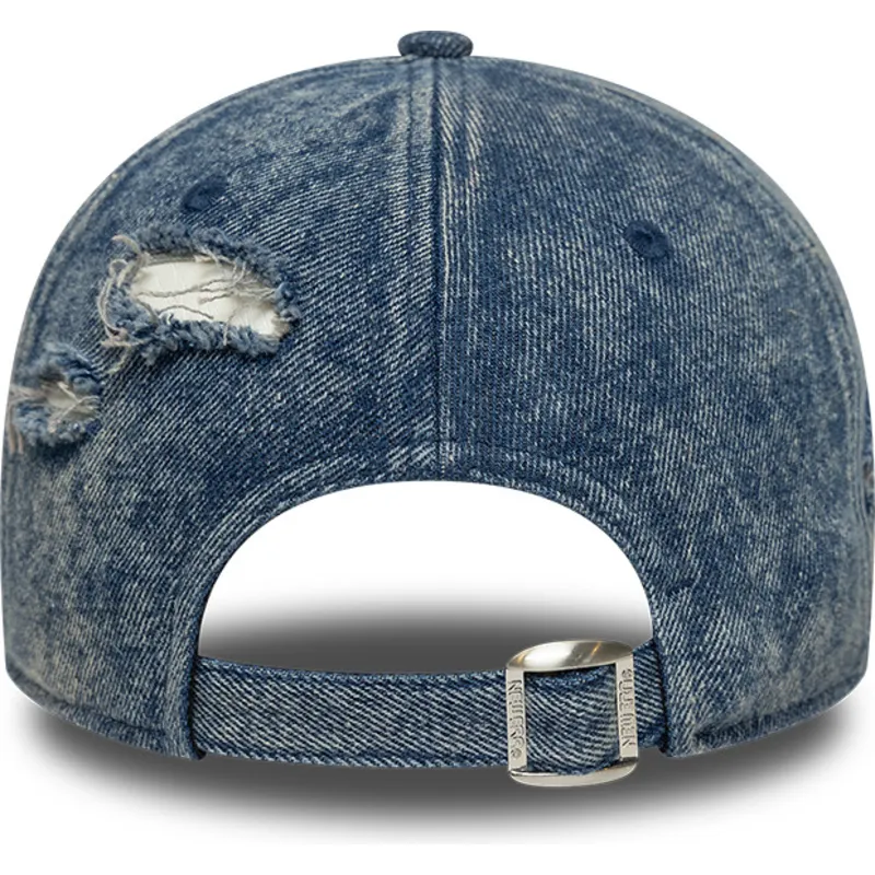 blaue-verstellbare-curved-visor-cap-9forty-acid-wash-denim-der-los-angeles-dodgers-mlb-von-new-era