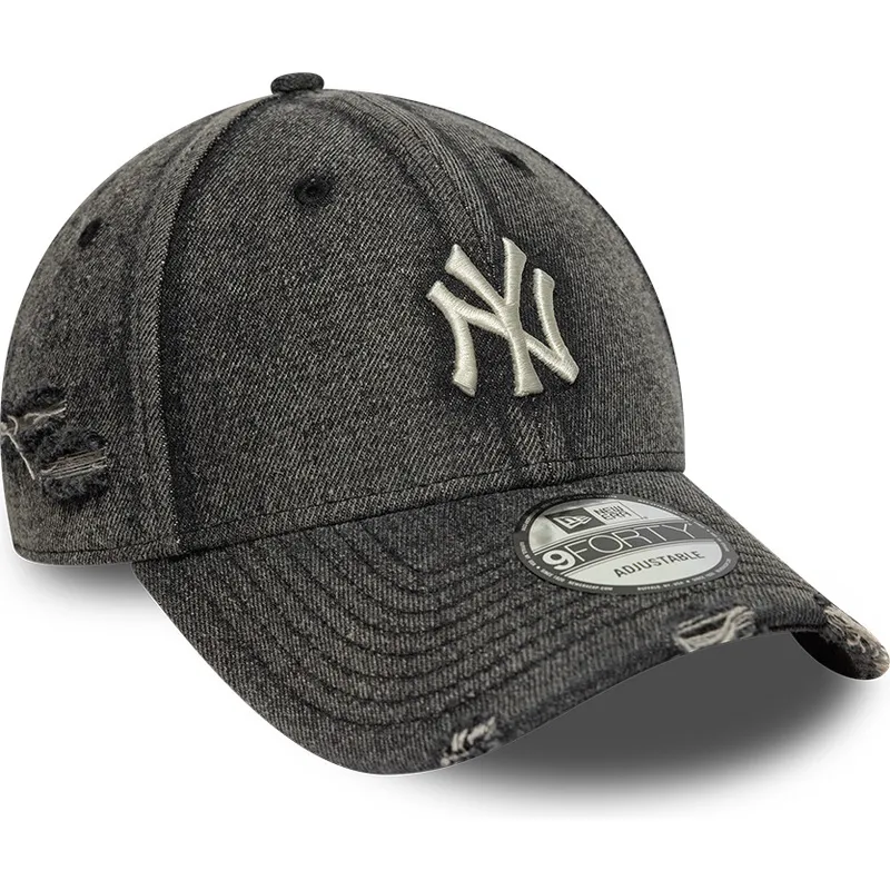schwarze-gebogene-verstellbare-kappe-9forty-acid-wash-denim-der-new-york-yankees-mlb-von-new-era