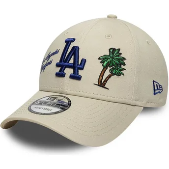 Beige verstellbare Curved Cap 9FORTY City Icon der Los Angeles Dodgers MLB von New Era