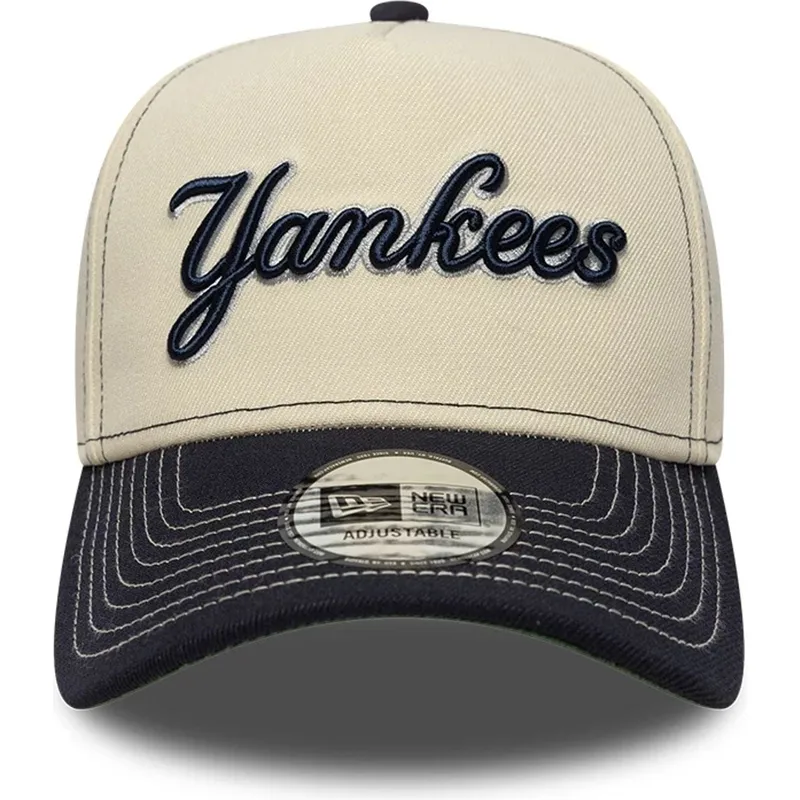 gebogene-beige-und-marineblaue-snapback-kappe-e-frame-city-icon-von-new-york-yankees-mlb-von-new-era