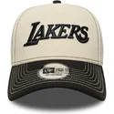 beige-und-schwarze-gebogene-snapback-kappe-e-frame-city-icon-der-los-angeles-lakers-nba-von-new-era