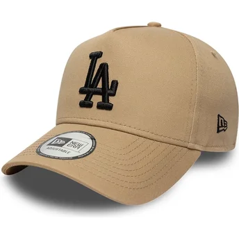 Gorra curva marrón snapback con logo negro E Frame League Essential de Los Angeles Dodgers MLB de New Era